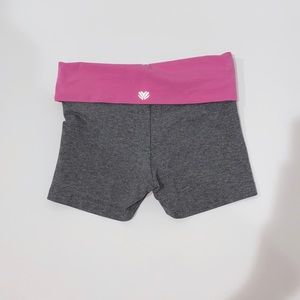 Foldable pink and grey workout shorts